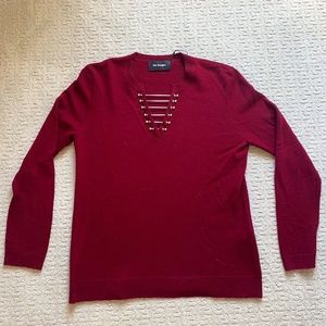 The Kooples Red Sweater with detailed v-neck